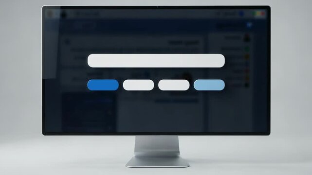 Medium shot featuring an expanded support portal screen with a clear focused search bar and ticket status tags set against a softly blurred user interface in light theme.
