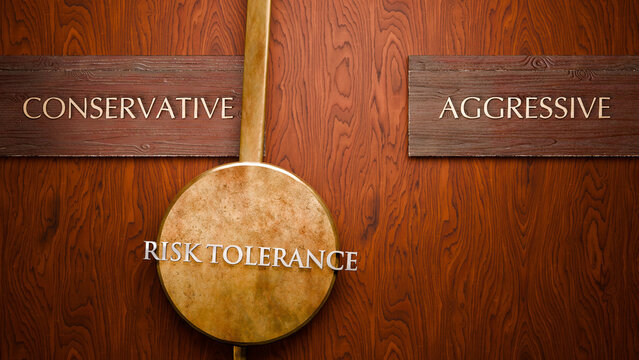 Risk tolerance swings between conservative and aggressive. Visualizing a repeated pattern of Risk tolerance that cycles between extremities: conservative and aggressive. ,3d illustration