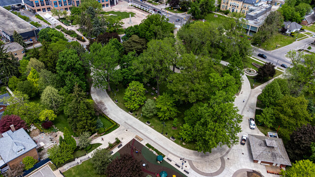 Aerial view of Gage Park in downtown Brampton.