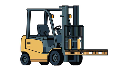 Electric Forklift with Wooden Pallet Flat Vector © Rkniazi