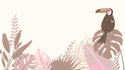 Pink tropical bird desktop wallpaper, cream design © Rawpixel.com