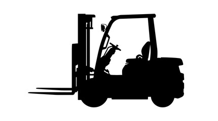 Forklift Silhouette Against White Background Industrial Machinery Outline © Fariaislam