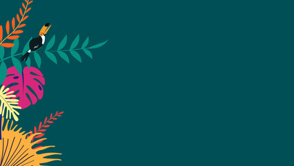 Colorful tropical bird desktop wallpaper green design © Rawpixel.com