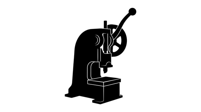 Industrial press machine silhouette on a white background
