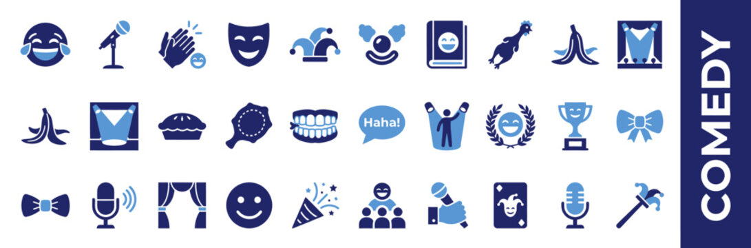 Comedy Icons Set - Humor Entertainment Symbols
