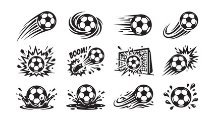 Soccer Ball Motion and Action Icon Set © MD