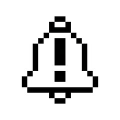 Fototapeta premium Alert icon in linear pixel art style (a bell with an exclamation mark)