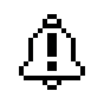 Alert icon in linear pixel art style (a bell with an exclamation mark)