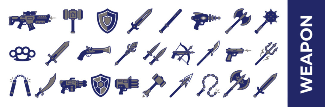 Collection of diverse weapon icons