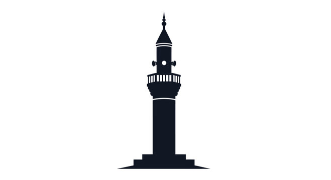 Silhouette of a traditional Islamic mosque minaret tower