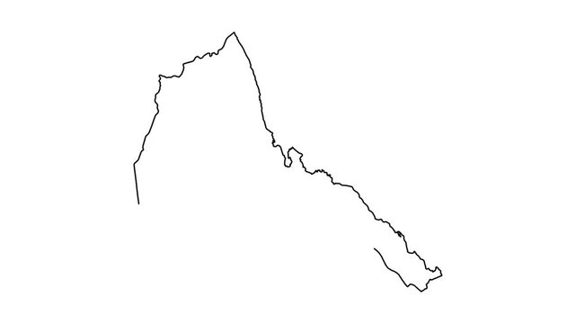 Eritrea map outline animation showing country borders on white background for geography clip.