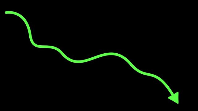 Curved arrow line pointing downward simple minimal graphic animation