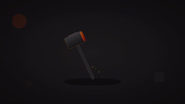 pounding hammer construction build icon vector animation black