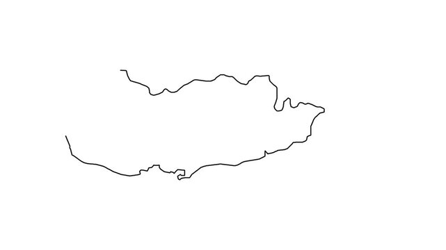 Continuous line drawing of Cyprus map silhouette on white background minimalist animation.