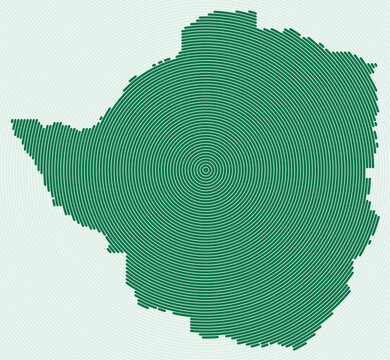 Zimbabwe shape rings. Country map formed by stacked circles. Zimbabwe boundary shape design. Stylish vector illustration.