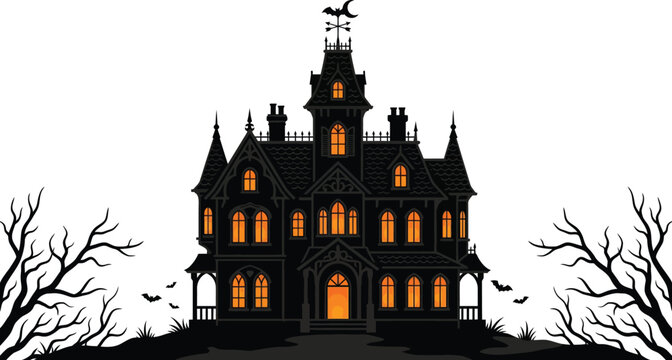 Spooky halloween day haunted mansion illustration perfect for festive decorations party supplies