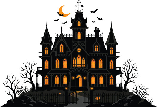Spooky halloween day haunted mansion illustration perfect for festive decorations creepy designs