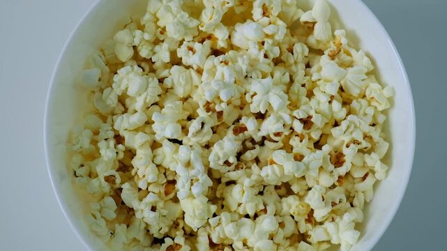 Close-up of popcorn on the table. Selective focus.