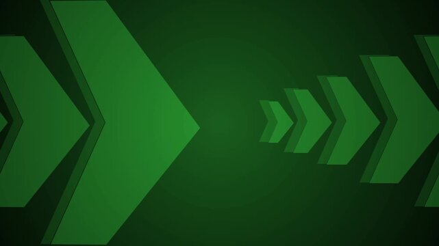 Stylized arrows pointing right on dark gradient background animation, geometric abstract technology pattern