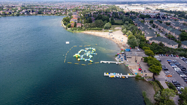 Aerial view of Professor's Lake Recreation Centre in Brampton.