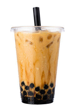 Brown sugar boba milk tea bubble isolated PNG transparent background