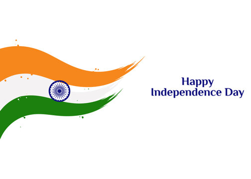 Indian Independence Day Tricolor Brush Stroke with Ashoka Chakra Vector Illustration