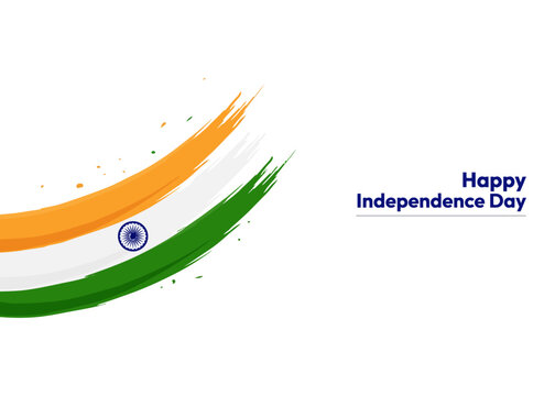 Indian Independence Day Tricolor Brush Stroke with Ashoka Chakra Vector Illustration