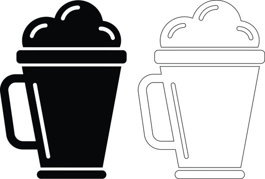 Set of coffee cup icons with foam cappuccino beverage espresso caffeine breakfast illustration restaurant