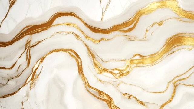 Luxurious white marble texture background with elegant, wavy, abstract gold veins.
