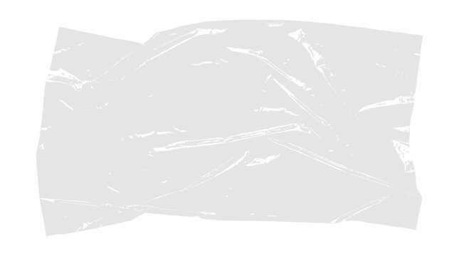 Crumpled transparent plastic sheet texture vector graphic design element with realistic soft light and shadows