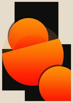 Orange circular shapes with radiating lines a modern vector illustration circles geometric abstract design graphic