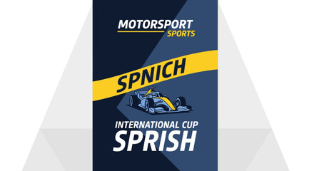 Obraz premium Dynamic Motorsport Sports Sponsorship Banner With F1 Car And Bold Typography