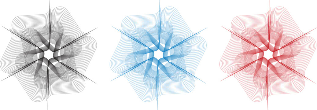 Abstract Geometric Spirograph Flower Pattern Set