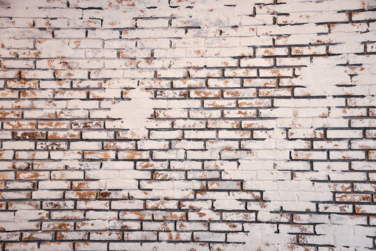 Rustic White Brick Wall with Weathered Texture and Vintage Charm for Background or Design