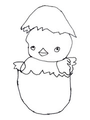 Cute cartoon baby chick with easter egg © FATIMA