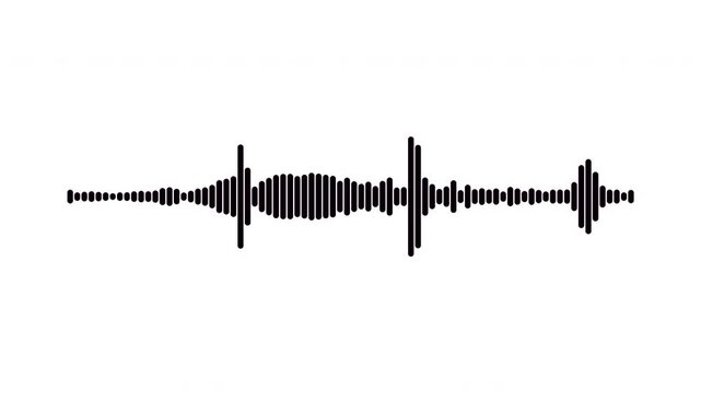 Black premium digital music frequency spectrum animation on white background, minimalist voice record frequency motion, abstract music audio wave, seamless audio visualizer loop 4k