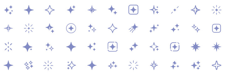 Generative ai sparkle icon set for adobe illustrator, vector collection of clean star symbols, shiny glitter effects in black and gradient for new magic features   © HIKE STUDIO 9