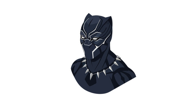 Masked panther warrior bust with tribal collar