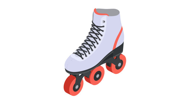Classic white roller skate with red wheels