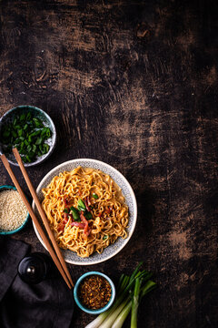 Korean trendy spicy carbonara ramen