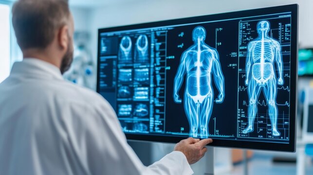 Clinical Consultation Reviewing Body Composition And Health, medical consultation, preventive healthcare planning, annual wellness checkup review