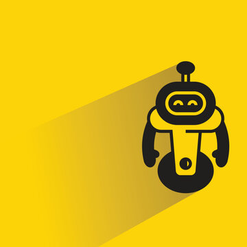 droid robot with shadow on yellow background