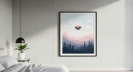 Fototapeta premium Modern Minimalist Landscape Art Poster For Interior Decor