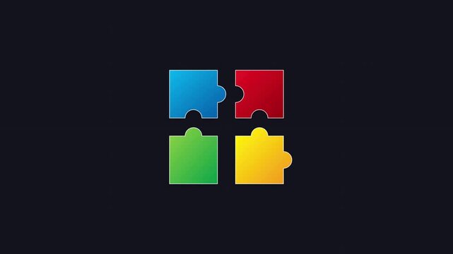 puzzle piece solution problem teamwork animated icon