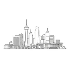 Fototapeta premium Minimalist Calgary City Skyline Outline Drawing.