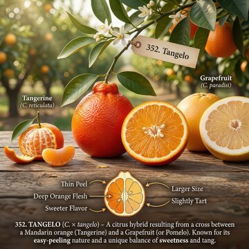 Tangelo fruit with grapefruit and mandarin oranges