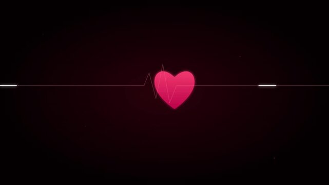 medical heartbeat pulse icon with red energy waves