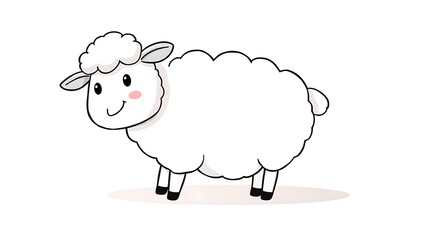 Obraz premium Hand-drawn sketch, cute cartoon sheep.