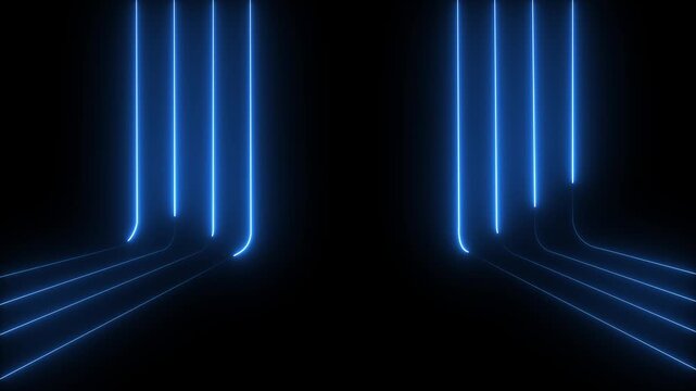 Abstract glowing rainbow color neon lines motion background. Glowing neon line Icon black background. neon line animation.