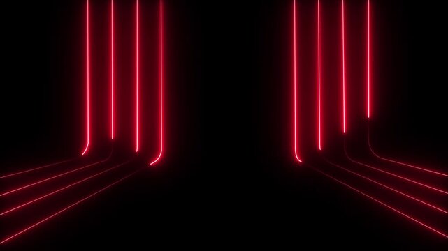 Abstract glowing rainbow color neon lines motion background. glowing colorful neon line animation .